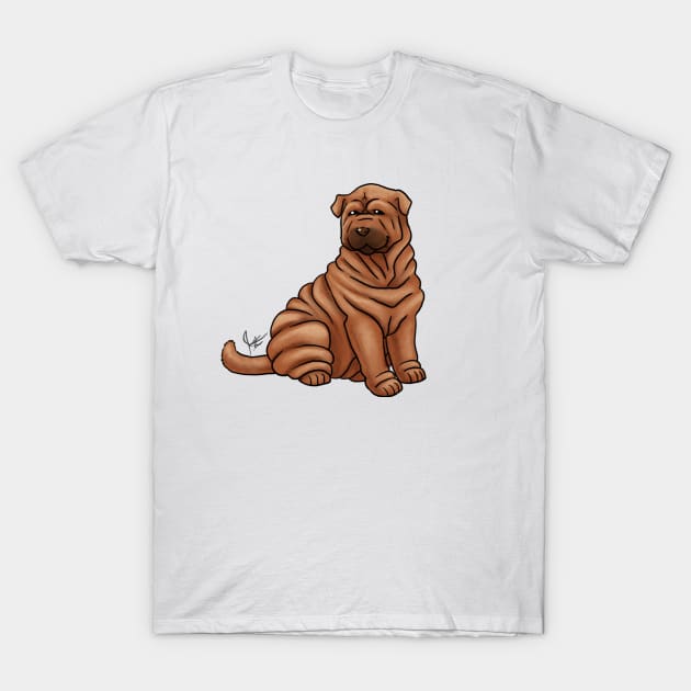 Dog - Chinese Shar-Pei - Red T-Shirt by Jen's Dogs Custom Gifts and Designs